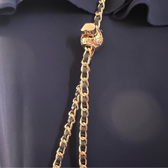 Adjustable Purse Chain Metal and Leather Strap - Picture 3 of 4